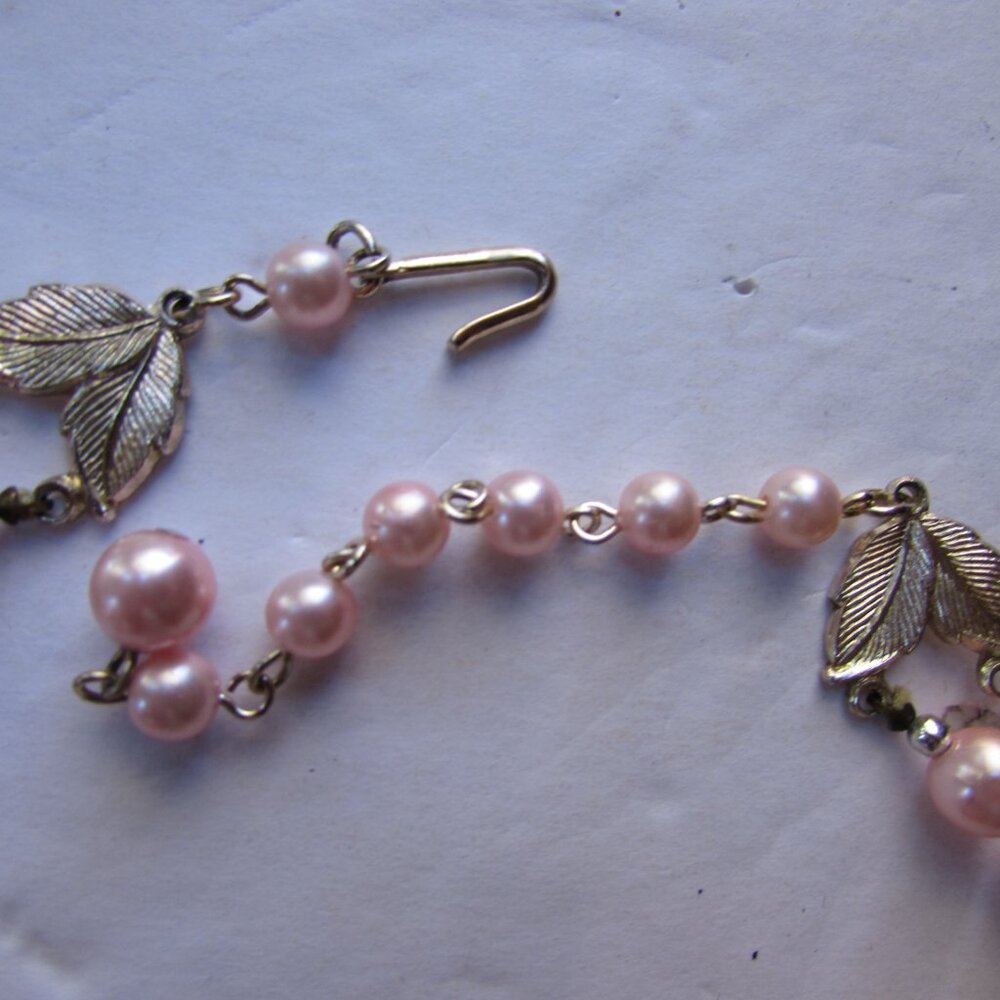 Vintage Double Strand Choker Necklace Pink & Silvery Gray Japan - Picture 7 of 7